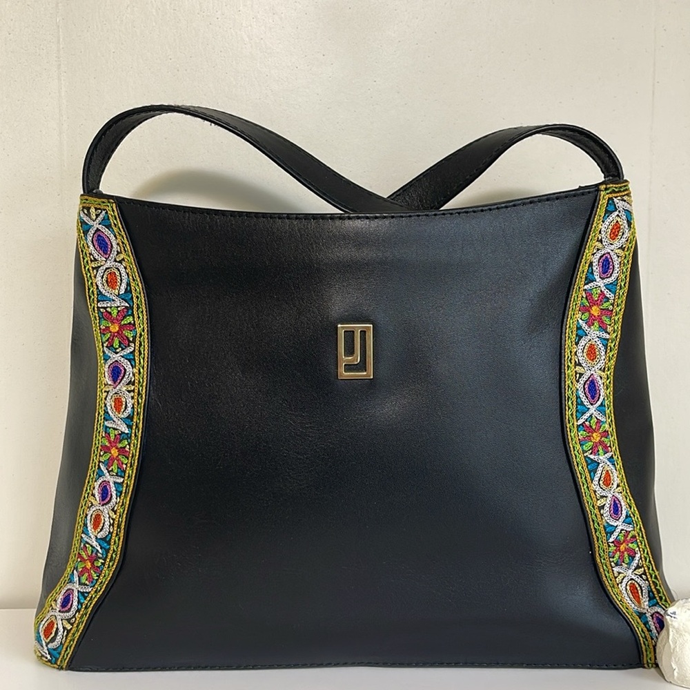 Jefferjees Leather Embroidered Shoulder Bag